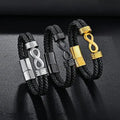 Personality Double Layer Stainless Steel Silver Plated Punk Bangles 8-shape Infinite Loop Magnetic Clasp Jewelry Men's Gift