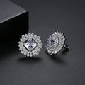 LUOTEEMI Beautiful Snowflake Earrings Green Square Big Emerald Zirconia Stone Women Girl Gifts Wholesale