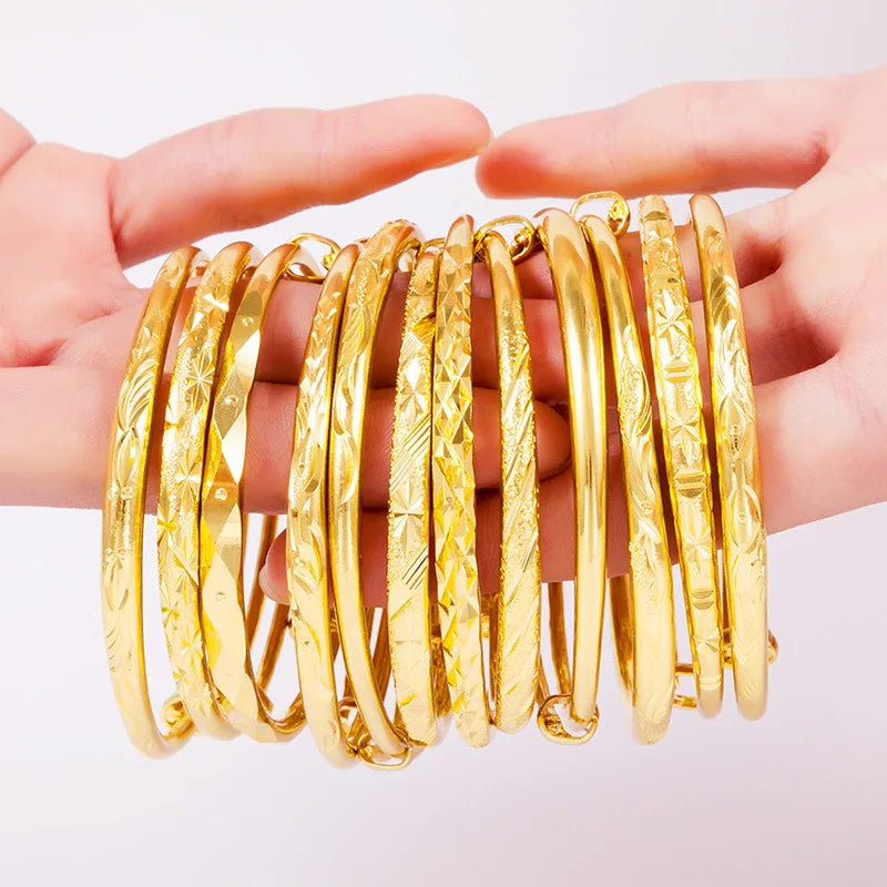 2022 Fashion Multiple Styles Geometry Star Gold Plated Bangle Brass Adjustable  Bangle Women Jewelry