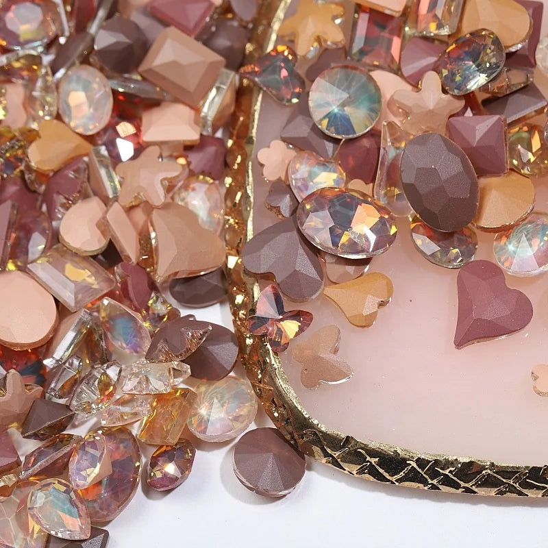 Autumn Winter Maillard Color Nail Rhinestones Pile Diamond Charms New Arrival Loose Rhinestones Manicure Accessories Jewelry