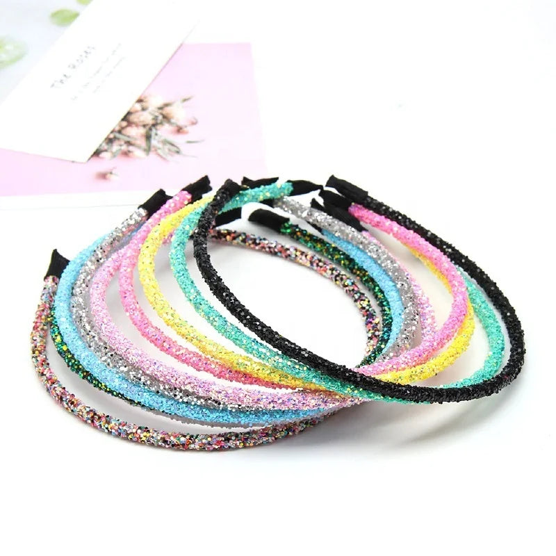 MIO Hot Trendy Korean Style Fashion Shiny Handmade Sequins Headband Glitter Headband Hair Hoop Accessories for Women Girls