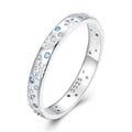 925 Sterling Silver Winter Jewelry Snowflake Blue White Zircon Band Ring for Women for Wedding Christmas Factory Direct-SCR889