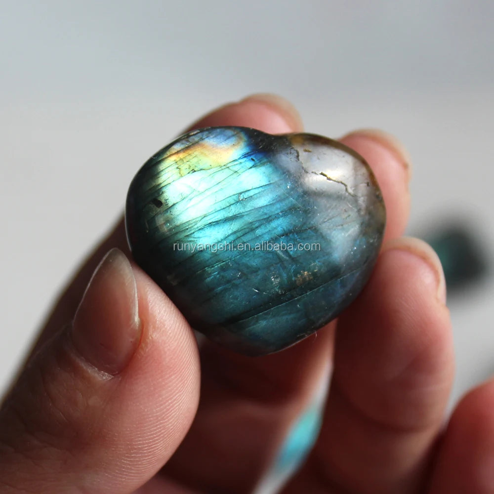 Factory Price Natural Tumbled Labradorite Heart for Gifts