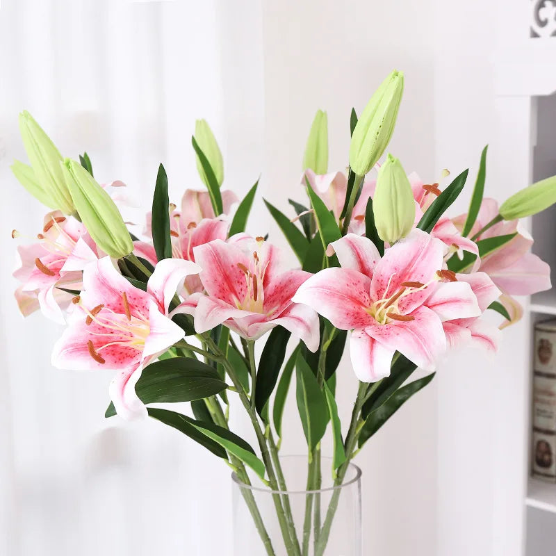 New Arrival Wholesale High Quality 3 Heads Lily of the Valley Greenish Silk
