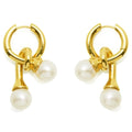 Fashion Personality Brass Gold Plated Knot Pearl Hoop Earrings for Women Jewelry Factory Wholesale