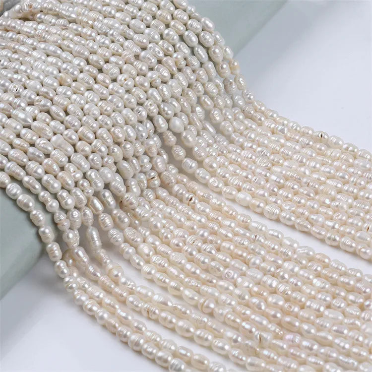 Natural Pearls Wholesale 5-6mm Rice Shape Freshwater Pearl Strands