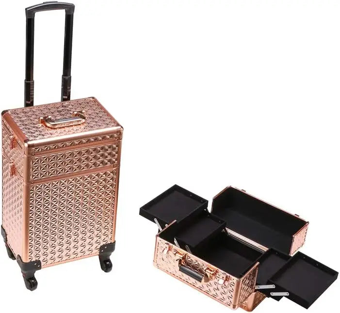 4 in 1 Portable Makeup Station with Drawers Rolling Travel Case for Professional Makeup Artists