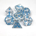 DND Polyhedral Acrylic Sharp Edge Custom Dice-7-Piece Set 16-22mm Transparent/Glitter/ Swirl Colors for RPG Games