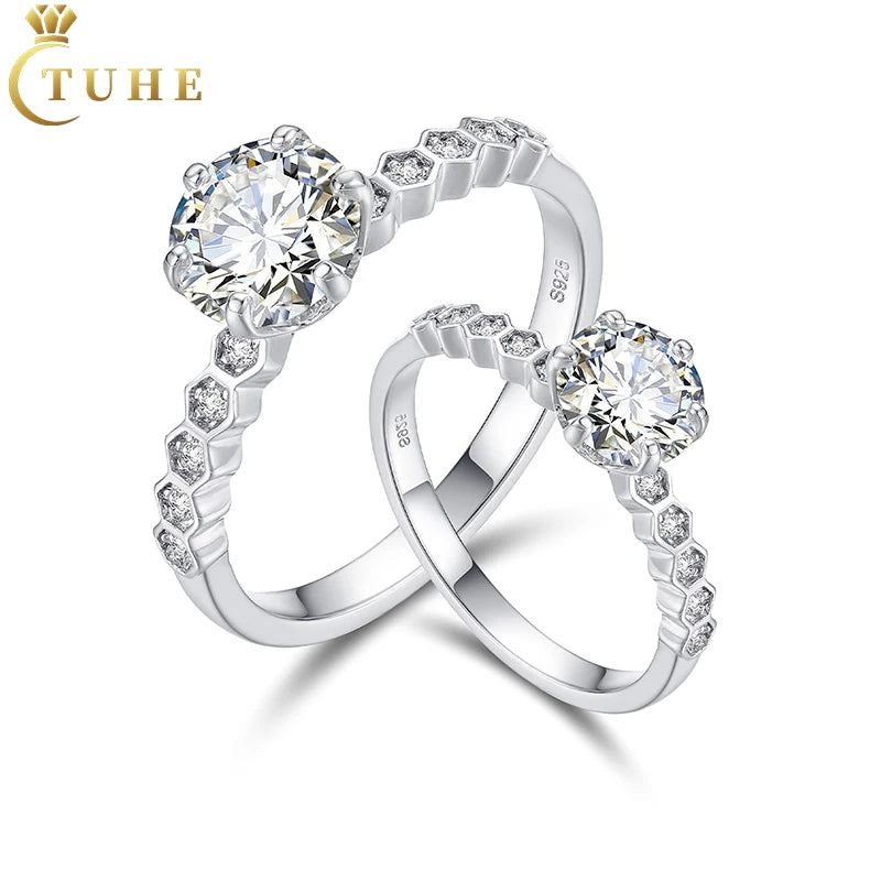 Wholesale Fine Wedding Jewelry Bulk 0.5ct 1ct 925 Sterling Silver VVS Moissanite Diamond Engagement Ring for Women Girls