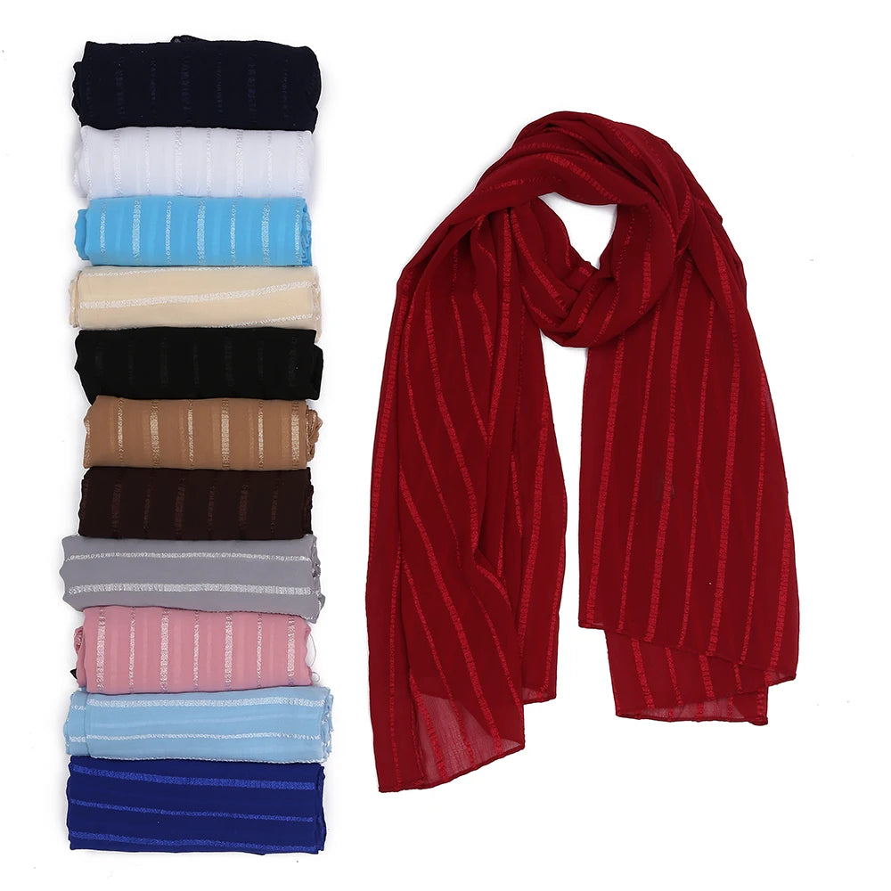 Custom Logo Wholesale High Quality Long Chiffon Women Shawl Hijab Scarf Plain Premium Heavy Chiffon Hijab