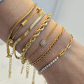 Ilona Fashion 18K Gold Plated Vintage Women's Stainless Steel Chain & Link Bracelet with Zircon Inlay for Anniversary Wholesale
