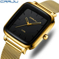 CRRJU 2199 New Men's Business Watch Men Square Dial Stainless Steel Watch Fashionable and Simple IP Vacuum Plating Clock