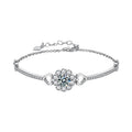 S925 Sterling Silver Snowflake Chain Link Bracelet Elegant Moissanite Bangles Silver Plated Third Party Certified Unisex Jewelry