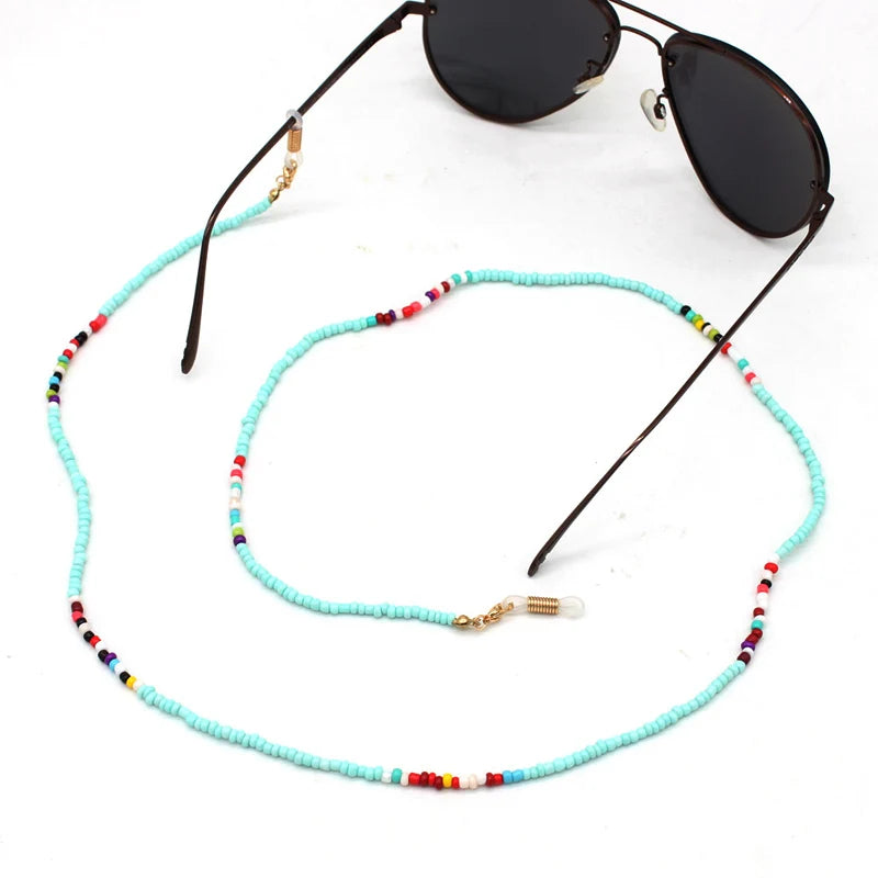 Children's Glass Seed Bead Gold Plated Jade Turquoise BOHEMIA Geometric Necklace Hand Made Anniversary Chain 70CM