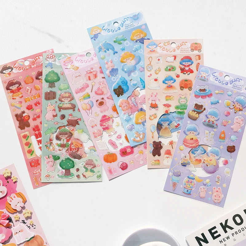 Nekoni Sparkle Bling Crystal Glitter Stickers Cute Waterproof Shimmering Stickers Aesthetic Kawaii Handmade Stickers Sheet
