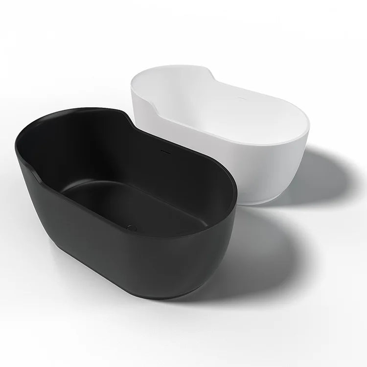 Modern Small Oval Shape Freestanding Bath Tub Solid Surface Soaking Bathtub Artificial Stone Material for Bathroom