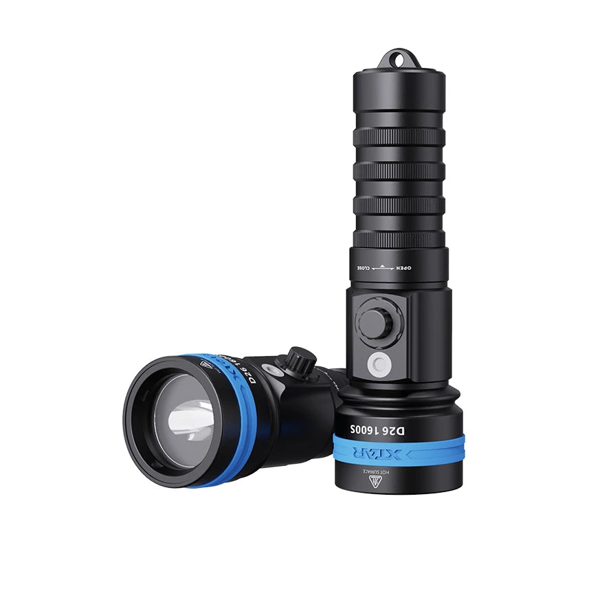 XTAR D26 1600 Lumens LED scuba Divier Underwater Hunting Spearfishing Diving Flash Light Torch Submersible Flashlight for Diving