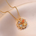 Color Oval Zircon Exquisite Stainless Steel Four Leaf Clover Flower Necklace Women Girl Magnet Heart Pendant Choker Jewelry Gift
