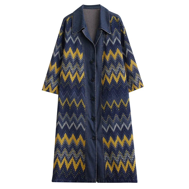 Wholesale 2026 Autumn Fashion Vintage Comfort Retro Wash Large Casual Loose Denim Long Women's Coat