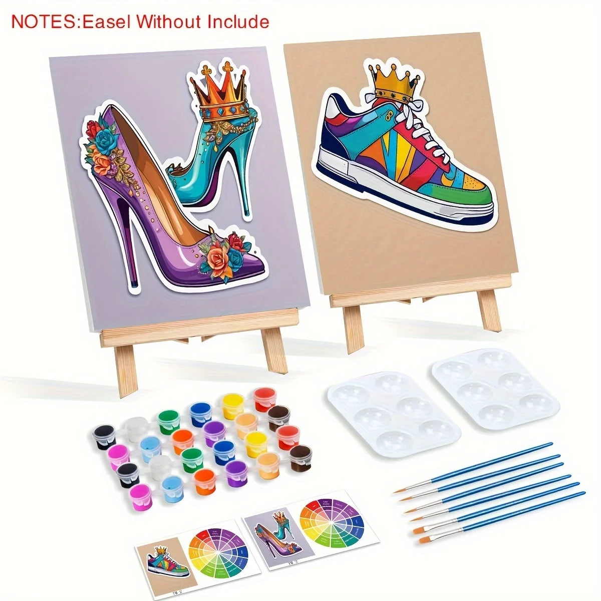 2pcs Pre-Drawn Canvas Painting Kits DIY Handmade Framed Printed Canvas for Adults Party Sip Paintings for Gift or Decor