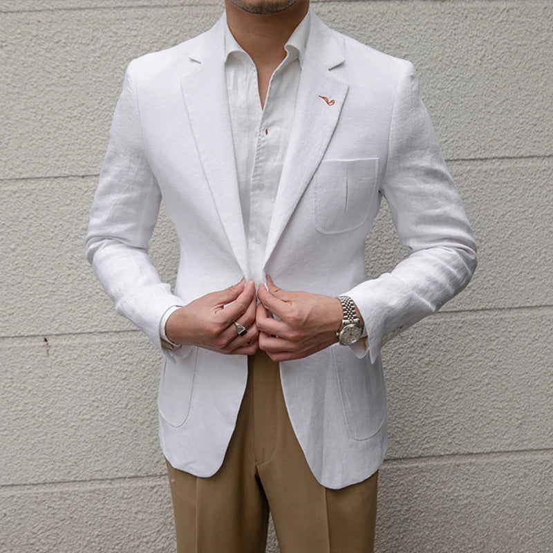 Summer Thin Breathable Linen Fashion Urban Leisure Men's Suit Jacket Joker Single-breasted Slim Men's Suit Jacket.