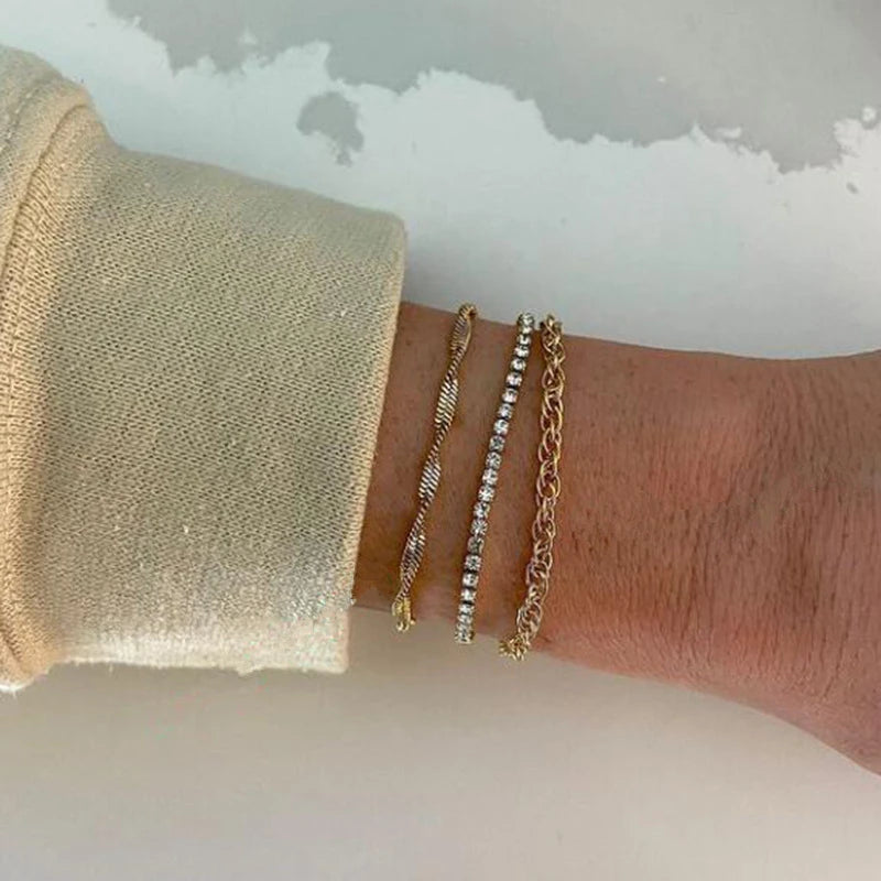 High End 18K Gold Plated Stainless Steel Twisted Chain Bracelet for Women Wholesale Jewelry