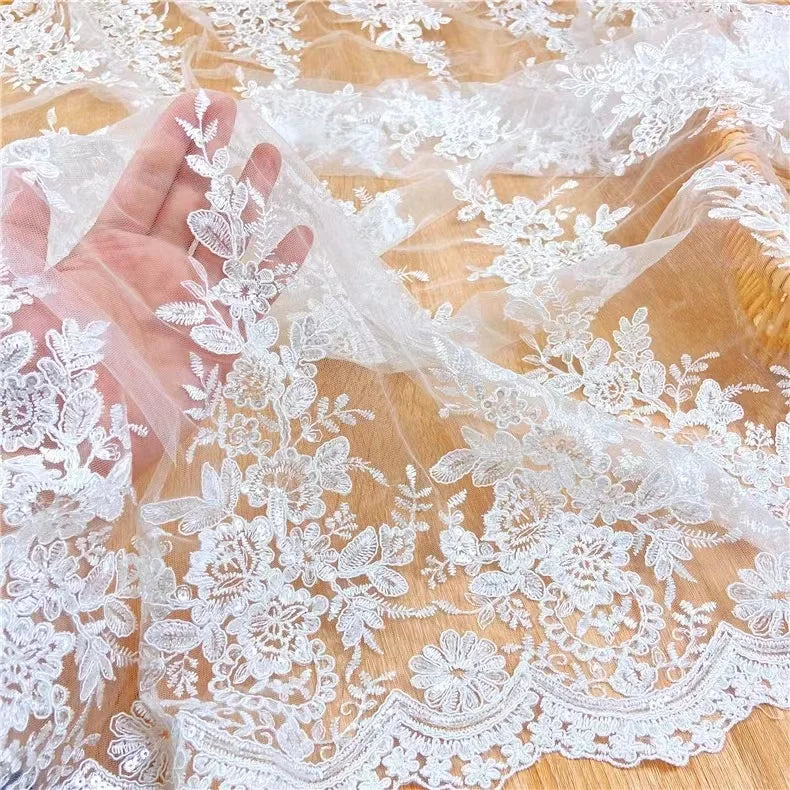 Wholesale New Arrival Elegant Hand Beaded Lace Fabric Luxury