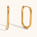 Dingran Hypoallergenic Geometric Jewelry 18K Gold Plated Stainless Steel O Shape Hoop Earrings