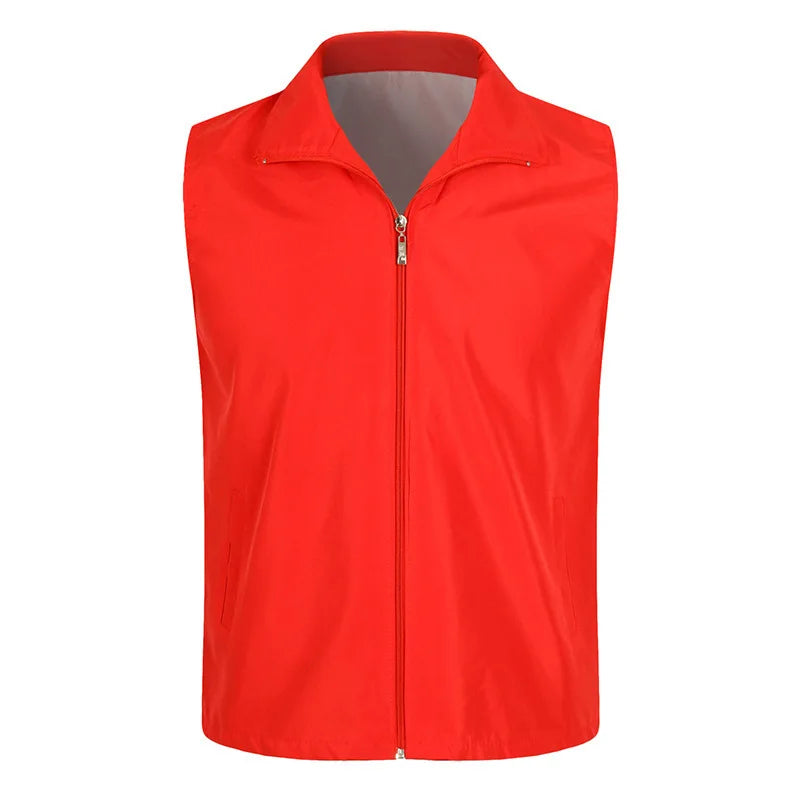 OEM Customized Logo Design Summer Vest Zipper Closure Color-Blocking Work Clothes Volunteer Activity Advertising Shoulder Vest