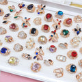 Rose Gold Rhinestone Ring Girls Women's Anniversary Heart Water Drop Ring Party Jewelry Gifts Finger Ring