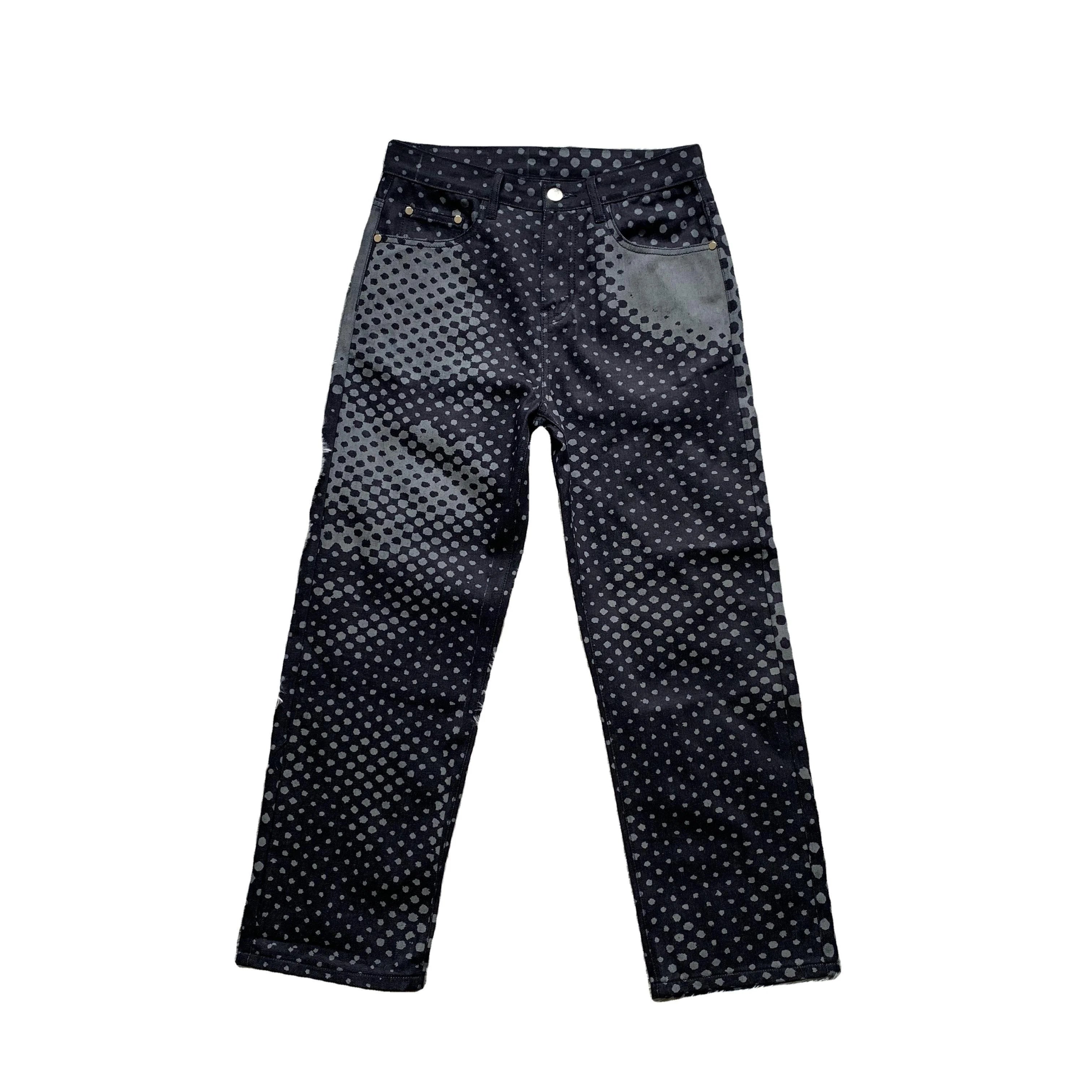 AeeDenim Jeans for Men Regular All Over Laser Print No Wash Raw Denim Custom Face Pattern Tapered Men's Jeans