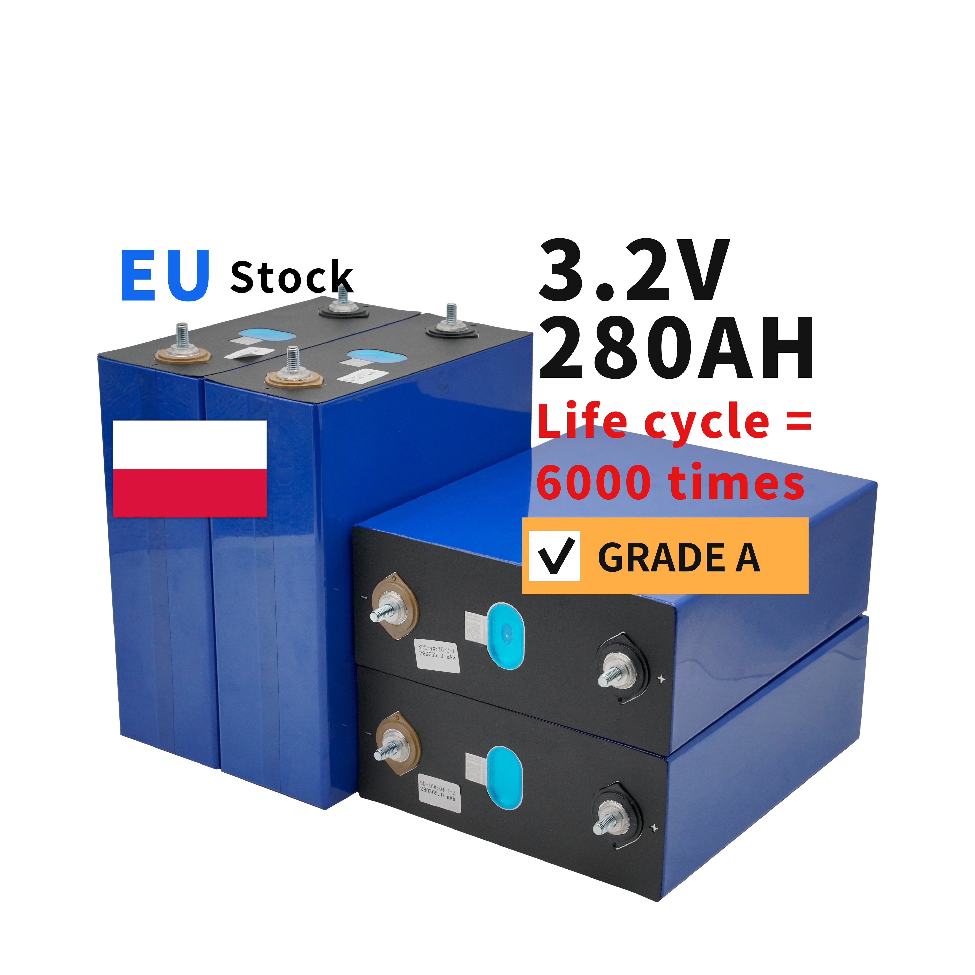 SZXUBA Grade a Prismatic Lithium Ion Batteries 3.2V 280Ah LF280Ah Deep Cycle 3.2V 280Ah Lifepo4 for Electric Car EU Warehouse