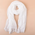 QL 90*180cm Large-sized Creased Tassel Soft Women's Shawl Pleated Solid Color Versatile Viscose Scarf Cotton Linen Women's Hijab