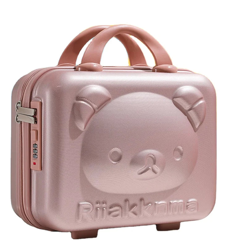 Hot Sale Cartoon Design Cosmetic case 14 Inch Small Hand Luggage Suitcase Travel Bear Box