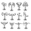 Titanium Piercing Wholesale ASTM G23 Titanium Leaves Deer Shape Earring Hinged Clicker Nose Nostril Ring Women Piercing Jewelry