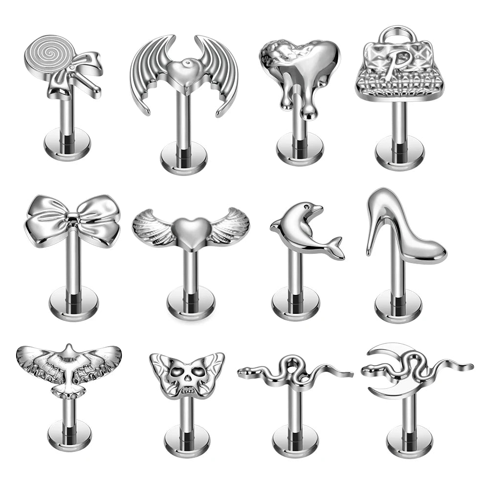 Titanium Piercing Wholesale ASTM G23 Titanium Leaves Deer Shape Earring Hinged Clicker Nose Nostril Ring Women Piercing Jewelry