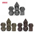 For Udixi Customizable Logo Metal Polyhedral Dungeons and Dragons RPG Dice 7-Piece Wholesale Set with Metal Box Packaging