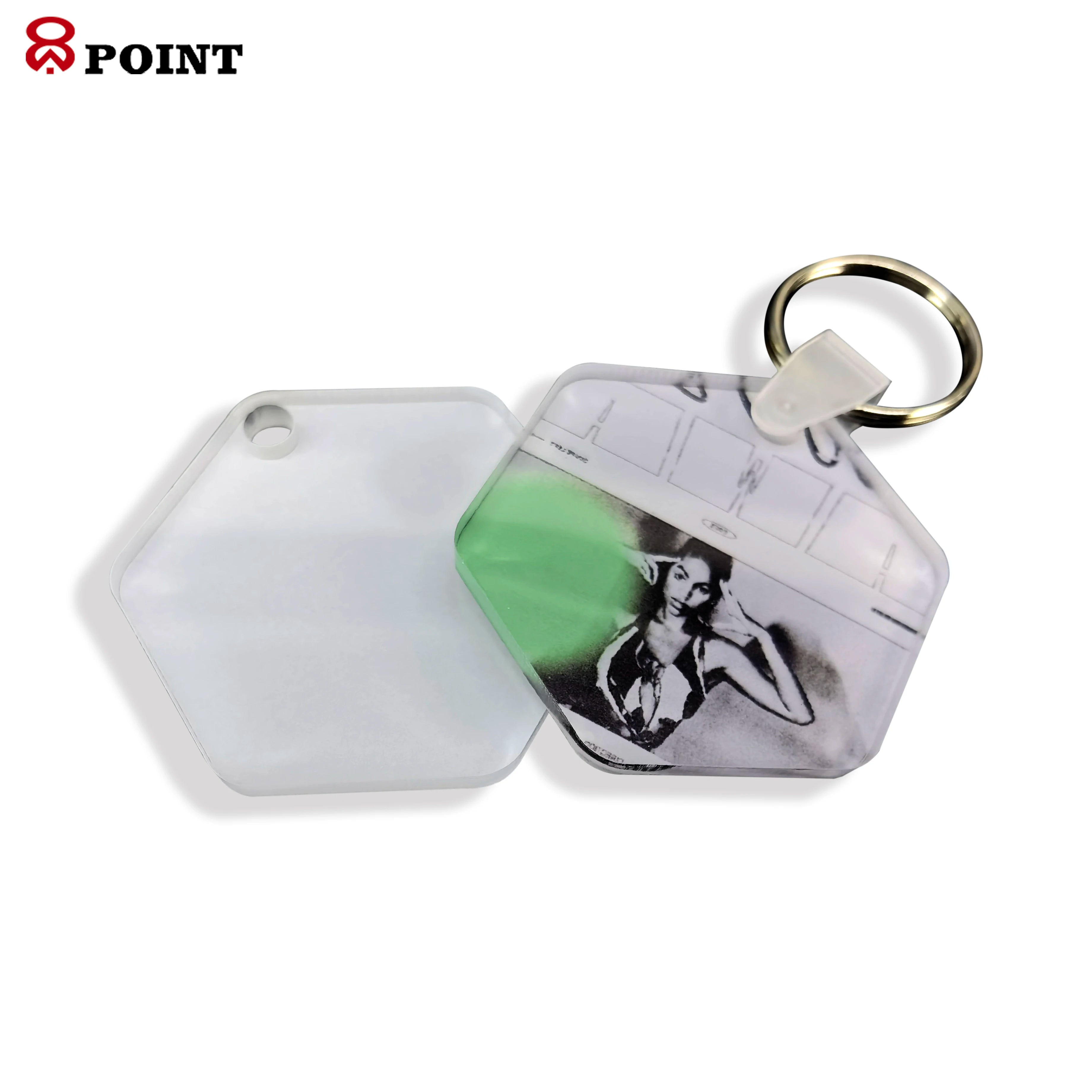 8Point Sublimation Acrylic Material Blank Keychain Single-sided Printing Plexiglass Pendant Factory Direct Sales
