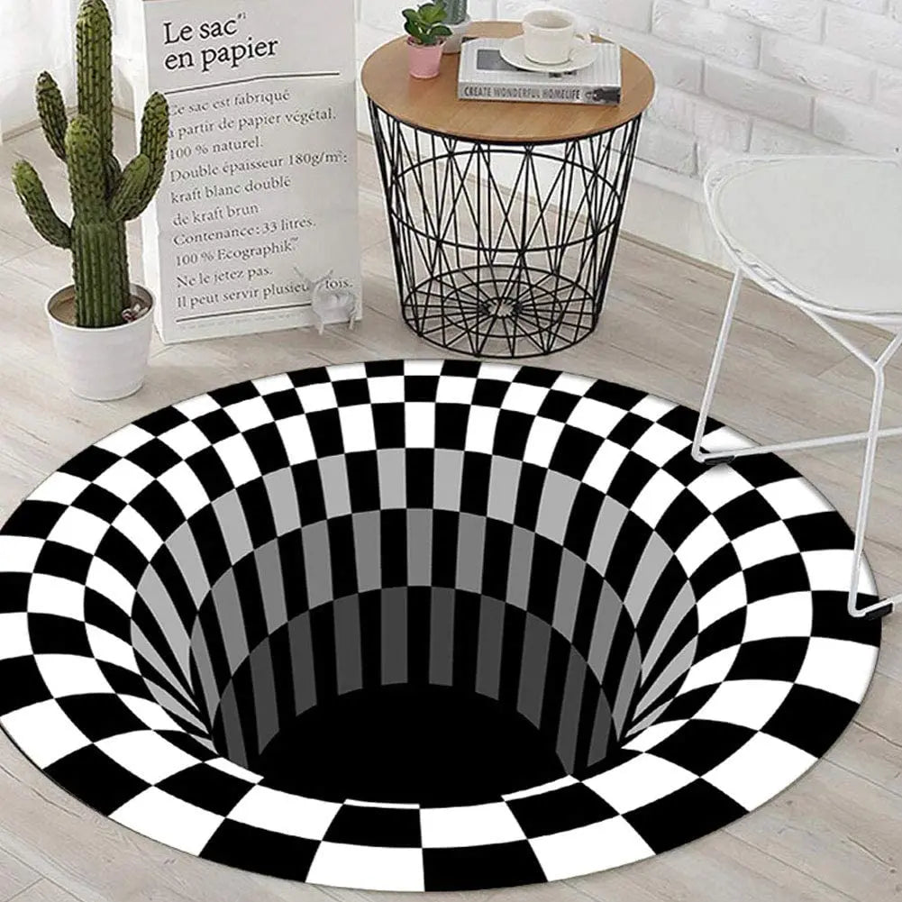 Modern 3D Optical Illusion Rug Geometric Pattern Polyester for Home Living Room and Bedroom Outdoor Machine-Made