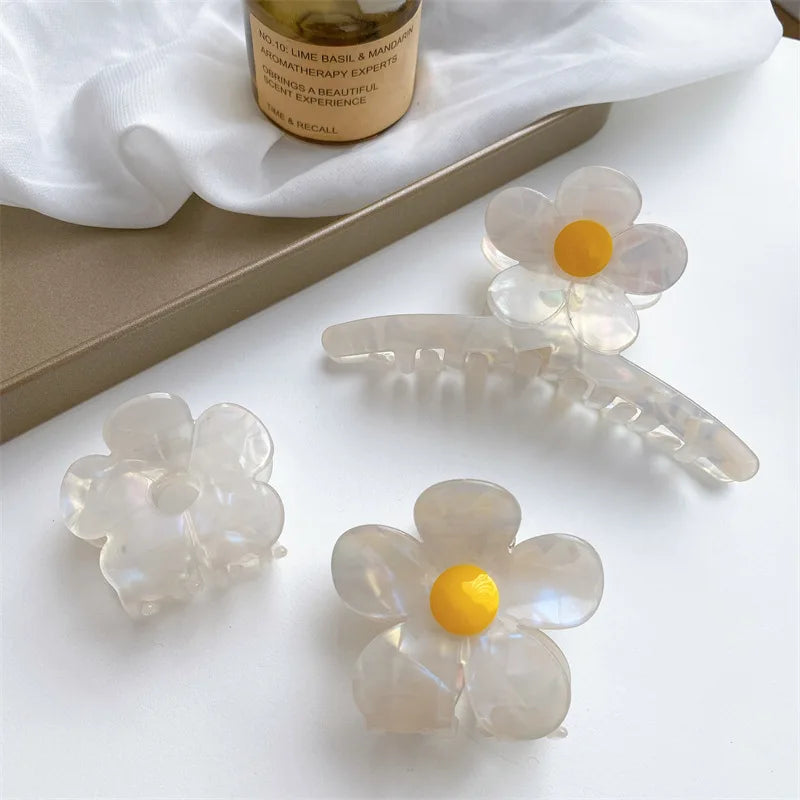 MIO New Handmade Cute Flower Acetate Hair Claw Clips Elegant French Barrette Shark Clip for Women Girls Holder Ponytail