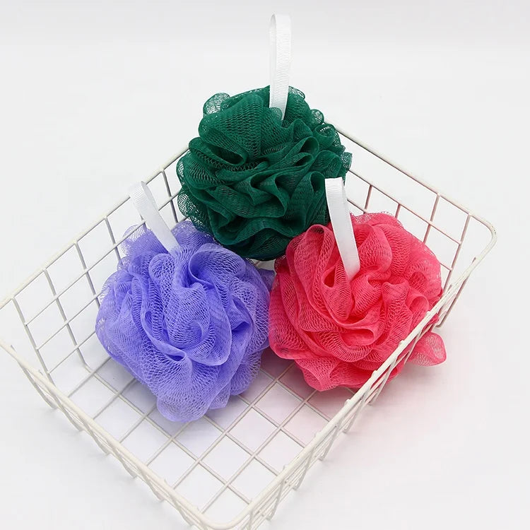 Large Bath Balls Body Cleansing Sponge Exfoliating Pe Mesh Customized Bath Bubble Ball with hang Rope Kids Adults