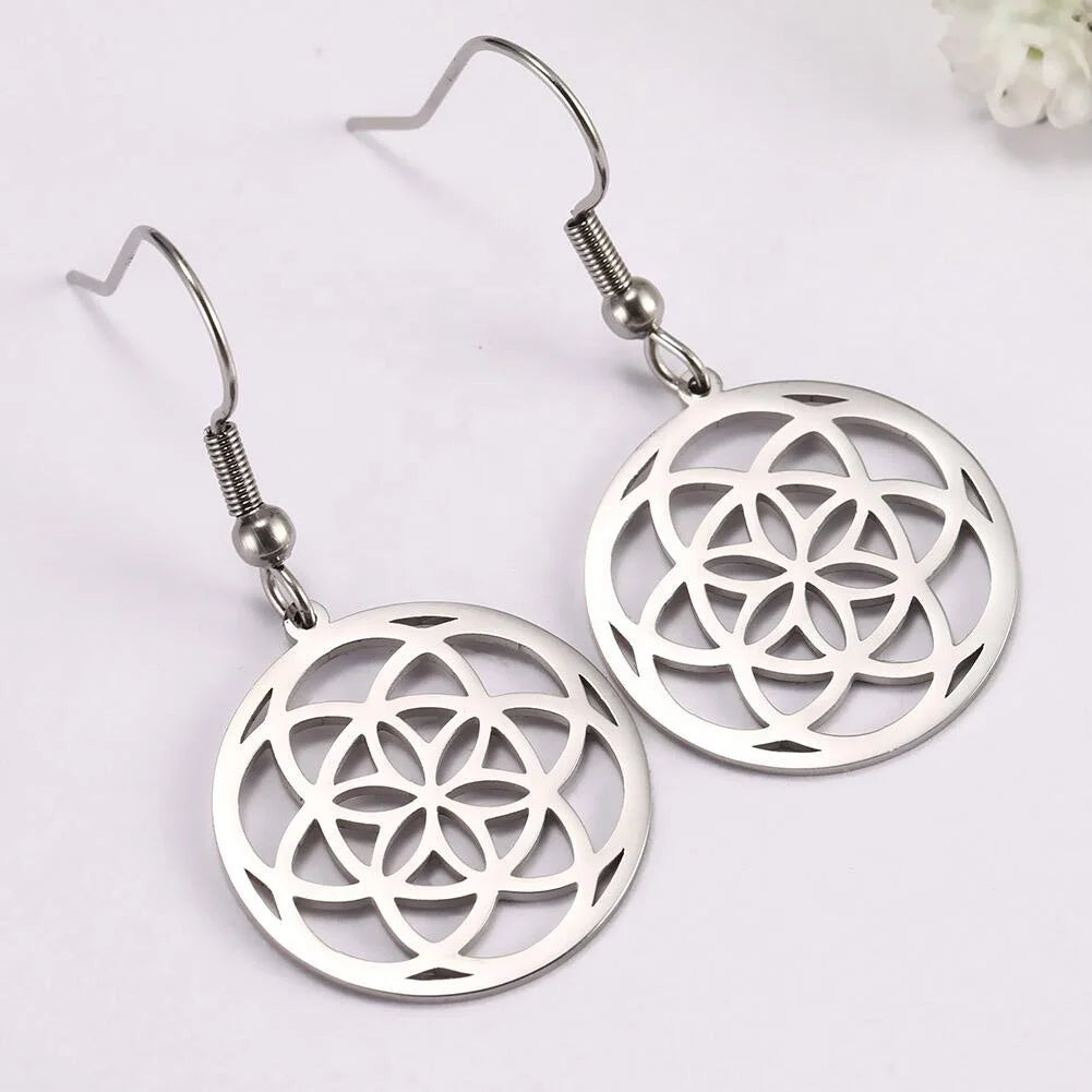 Earrings Bijoux Fleur De Vie Jewelry Stainless Steel Supplies Jewelry Gold Plated Ear Rings Earings for Women 2021 Joyeria
