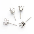 Six-Claw Jewelry Finding Stainless Steel Silver Empty Stone Setting Stud Earring Base