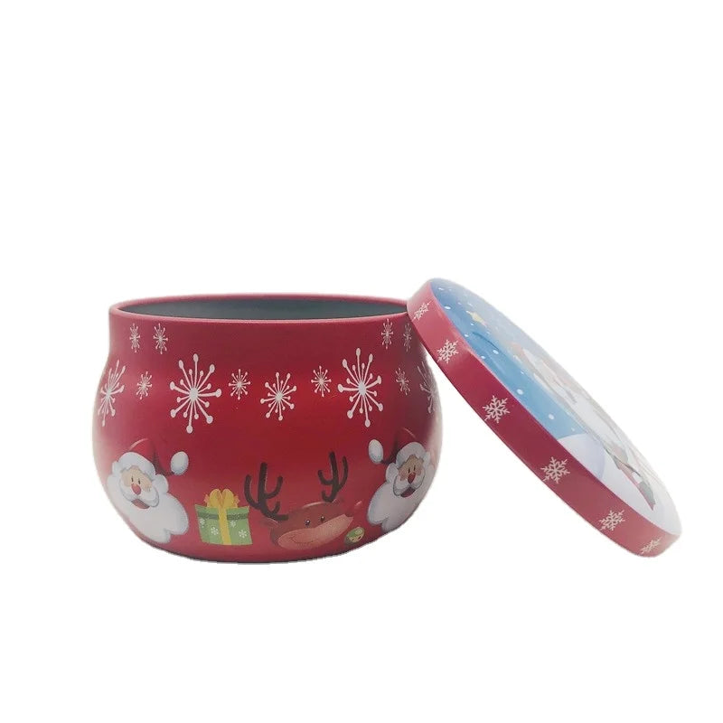 New Product Round Metal Candle Tin Can Empty Christmas Seamless Metal Container/Jar/Can Candle Tins