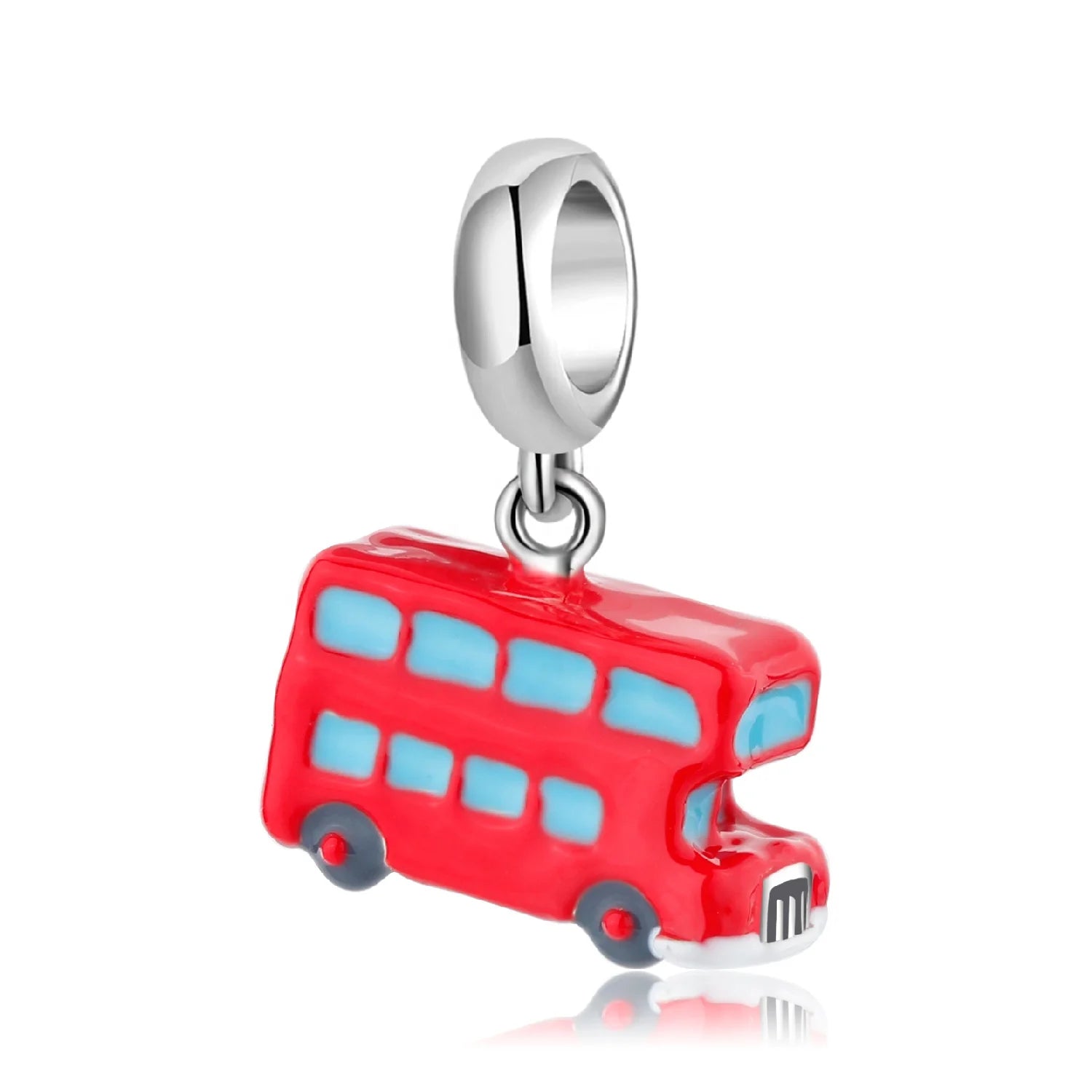 Double-decker Bus Red Enamel Pendant 925 Sterling Silver Pendant Charms Fit Women Original Bracelet & Necklace Beads Jewelry