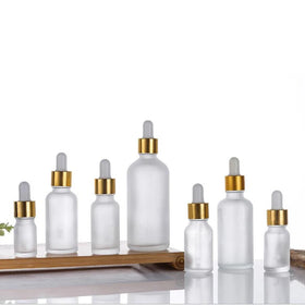 5ml 10ml 15ml 20ml 30ml 50ml 100ml Stock Gold Frosted Glass Colored Screw Cap Screen Printed Dropper Bottles for Skin Care