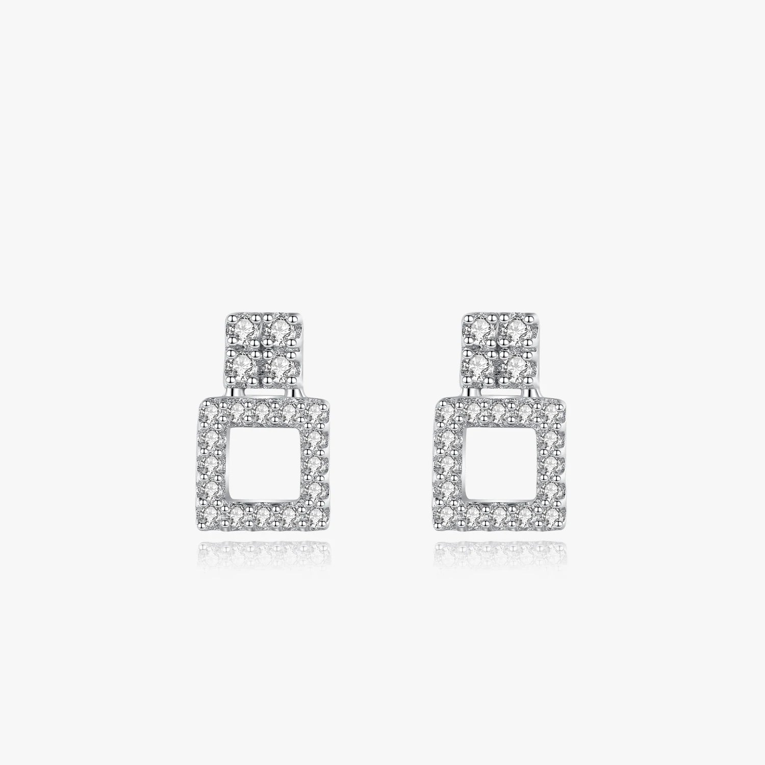 Ailmay Top Quality Real 925 Sterling Silver Geometric Design Shiny Zircon Earring for Women Girls Party Accessories Jewelry