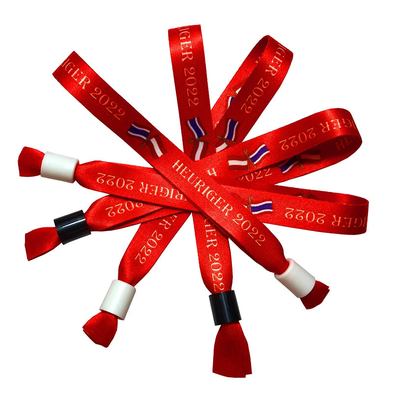Promotional Custom Event Textile Polyester Festival Fabric Woven Bracelet Wedding Wristband With Logo Custom