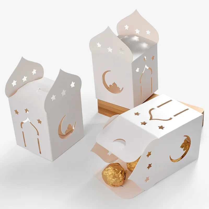 8x8xH9cm CSMD Chinese Manufacturers Wholesale Paper Material Moon Design White Color Empty EID Ramadan Box for Cookies