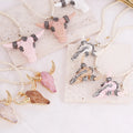 Fashion Bullhead Animal Pendant Necklace Choker Jewelry Turquoise Stone Resin Diamond Inlay Necklace
